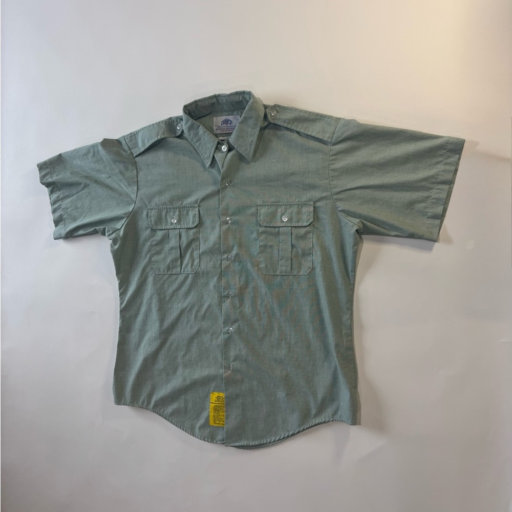 US Military DSCP AG-415 Shirt Mens Size 17 Green Short Sleeve Uniform - Picture 2 of 11